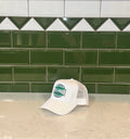 White Trucker Style Hat With Logo
