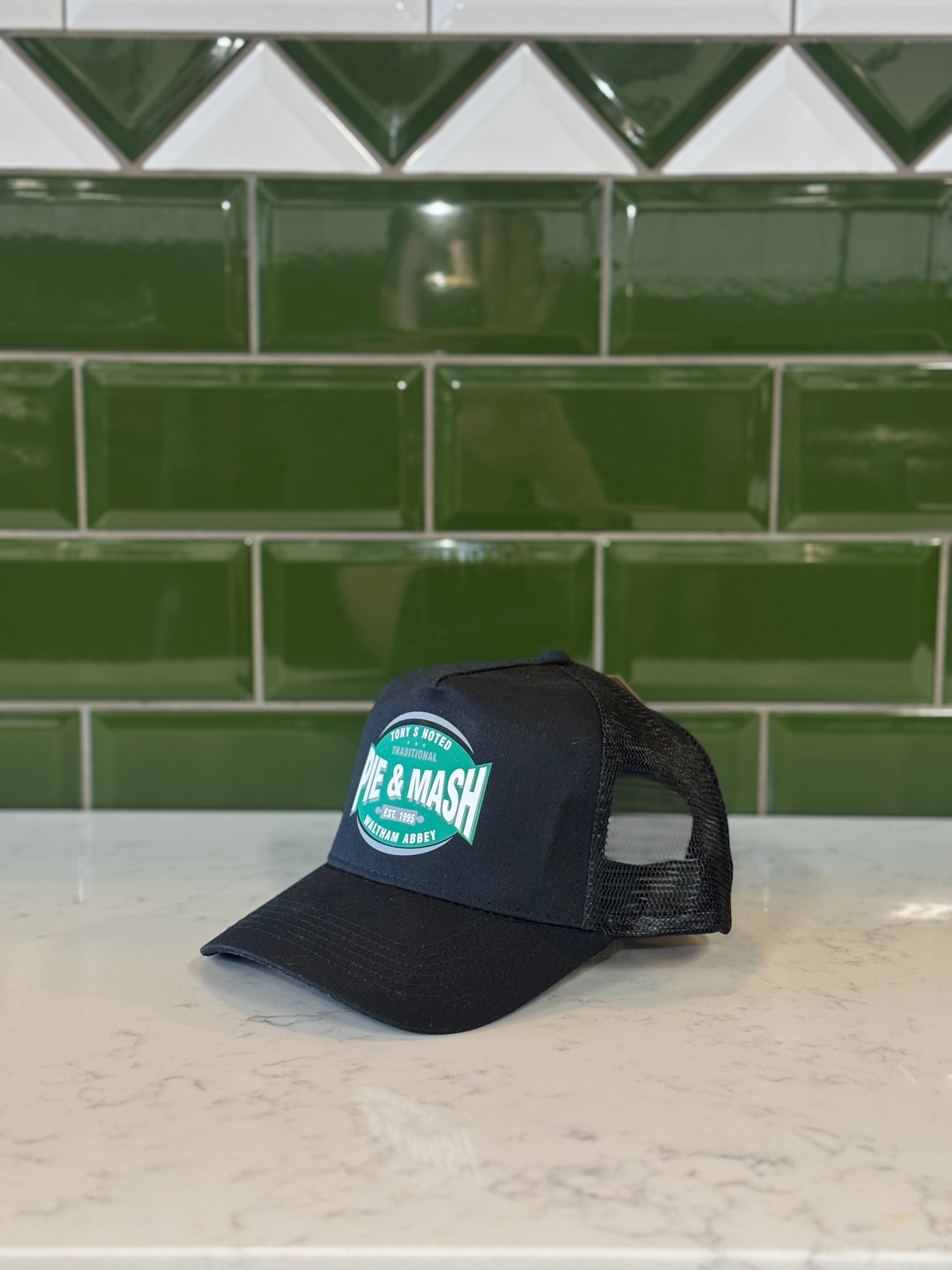 Black Trucker Style Hat With Logo